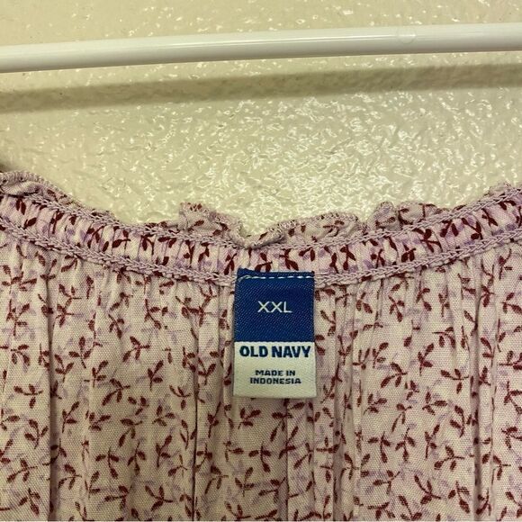Old Navy Smocke fairy boho lavender Floral Maxi Dress baby doll flounce plus XXL - Picture 8 of 13